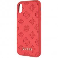 Guess Debossed Peony etui do iPhone X / XS - czerwone
