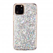 Miękkie etui plastikowe z błyszczkami do iPhone 11 Pro Max - srebrne