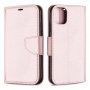 Pokrowiec flip z teksturą skóry do iPhone 11 - różowo-złoty