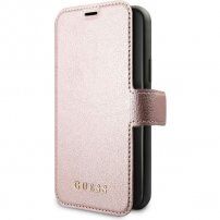 Guess Iridescent Book pokrowiec portfelowy do iPhone 11 - różowy