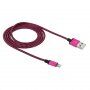 Kabel pleciony do ładowania i synchronizacji USB-A 2.0 / Lightning dla iPhone / iPad / iPod / AirPods - 1 m - fuksjowy