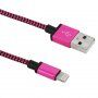 Kabel pleciony do ładowania i synchronizacji USB-A 2.0 / Lightning dla iPhone / iPad / iPod / AirPods - 1 m - fuksjowy