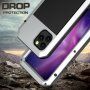 Super odporny pokrowiec z metalu, silikonu i szkła hartowanego dla iPhone 11 Pro - srebrny