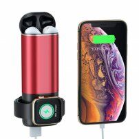 Power bank 5200 mAh z ładowaniem bezprzewodowym dla Apple Watch / AirPods - czerwony