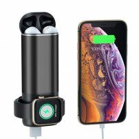 Power bank 5200 mAh z ładowaniem bezprzewodowym dla Apple Watch / AirPods - czarny