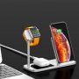 Aluminiowa stacja ładująca bezprzewodowa dla iPhone / Apple Watch / AirPods - srebrna