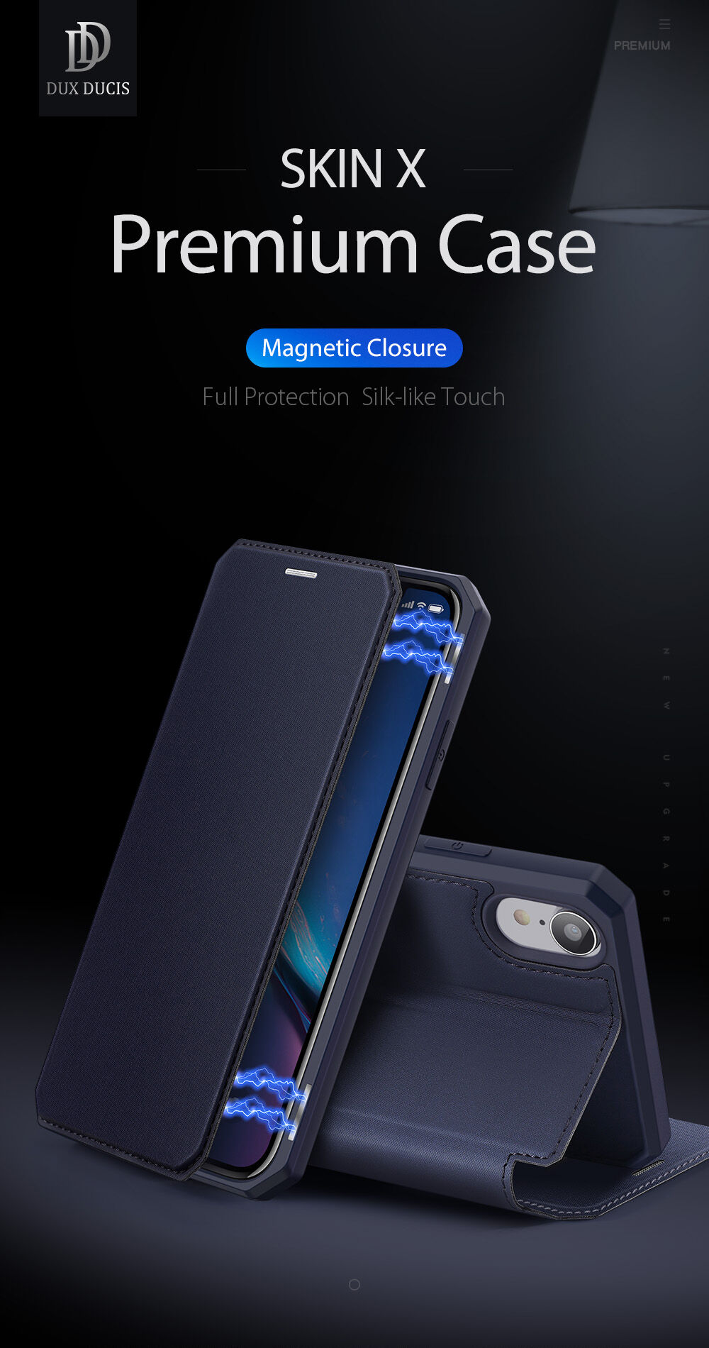 Dux Ducis pokrowiec flip z miejscem na karty do iPhone XR - niebieskie