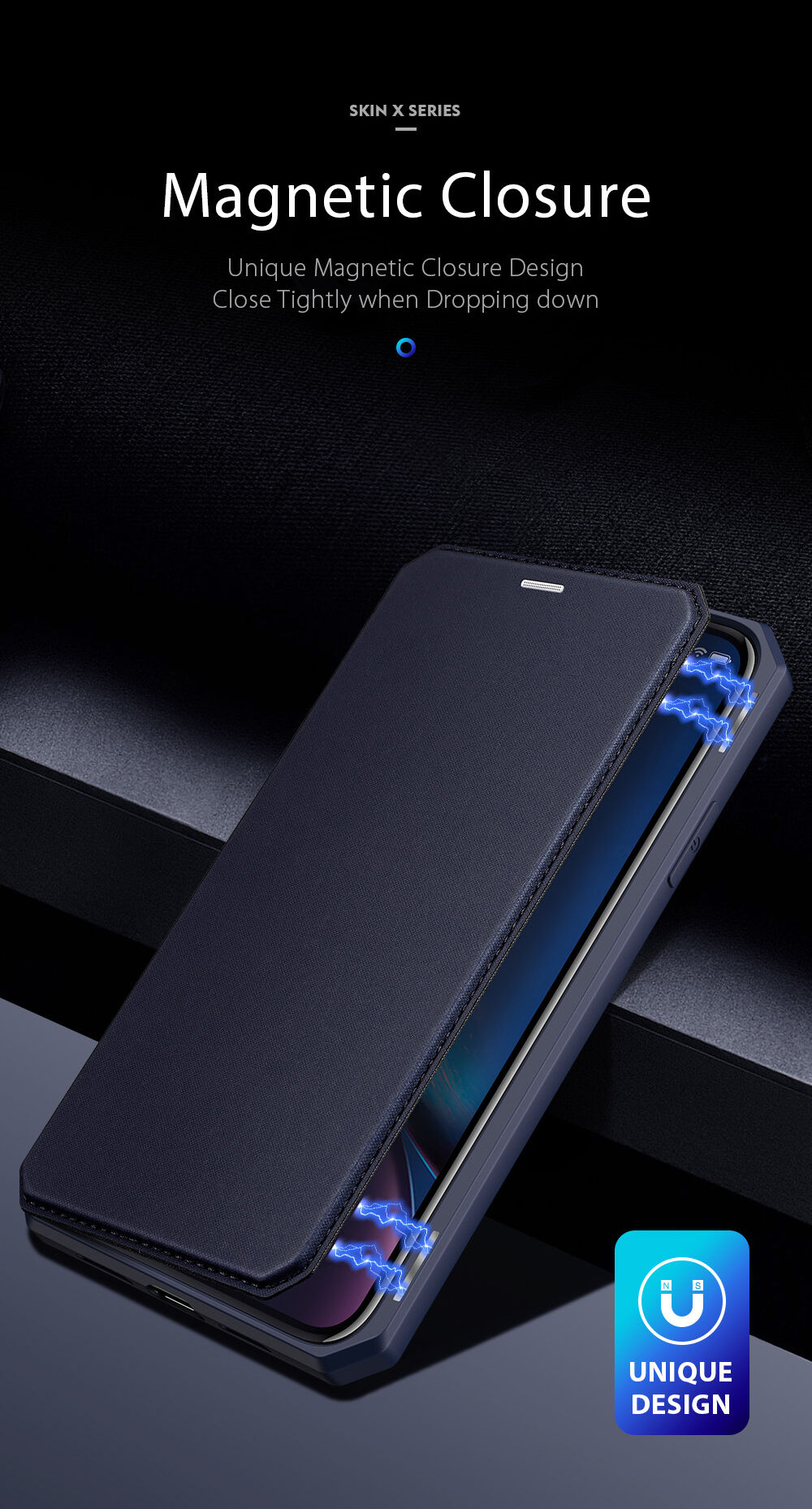 Dux Ducis pokrowiec flip z miejscem na karty do iPhone XR - niebieskie