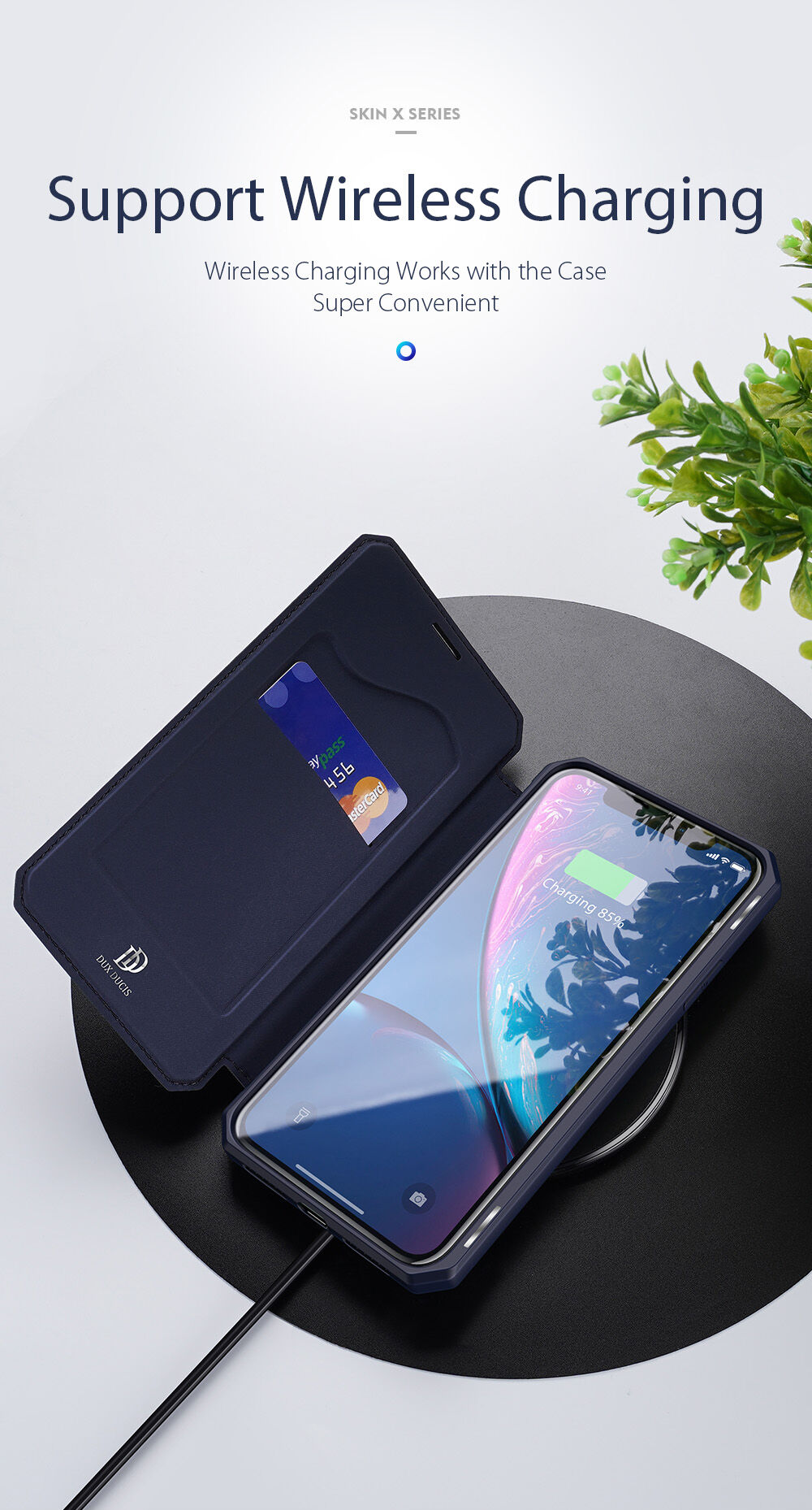 Dux Ducis pokrowiec flip z miejscem na karty do iPhone XR - niebieskie