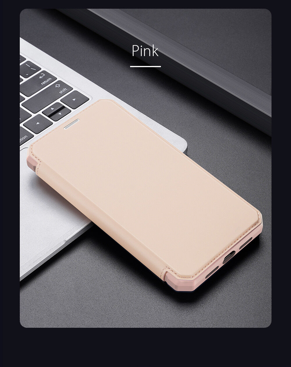 Dux Ducis pokrowiec flip z miejscem na karty do iPhone XR - różowe