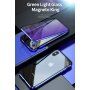 Etui z ramką metalową i szkłem hartowanym anti-blue-ray do części przedniej i tylnej iPhone X / XS - złote