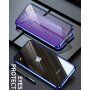Etui z ramką metalową i szkłem hartowanym anti-blue-ray do części przedniej i tylnej iPhone X / XS - złote