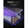 Etui z ramką metalową i szkłem hartowanym anti-blue-ray do części przedniej i tylnej iPhone X / XS - złote