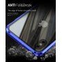 Etui z ramką metalową i szkłem hartowanym anti-blue-ray do części przedniej i tylnej iPhone X / XS - złote