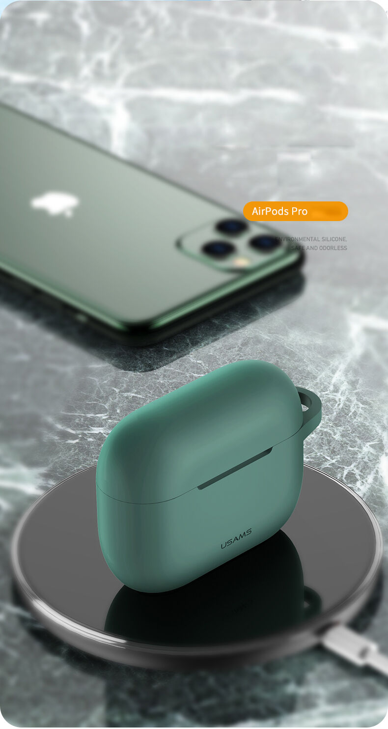 Usams opakowanie silikonowe z karabińczykiem do AirPods Pro - żółte