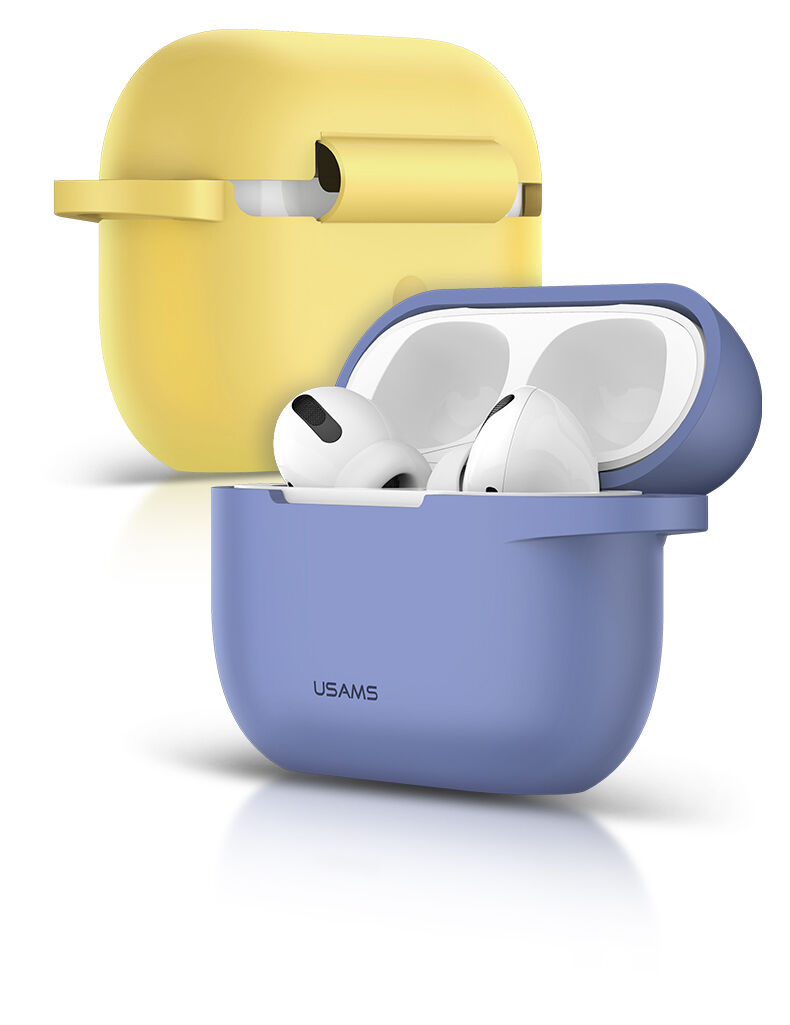 Usams opakowanie silikonowe z karabińczykiem do AirPods Pro - żółte