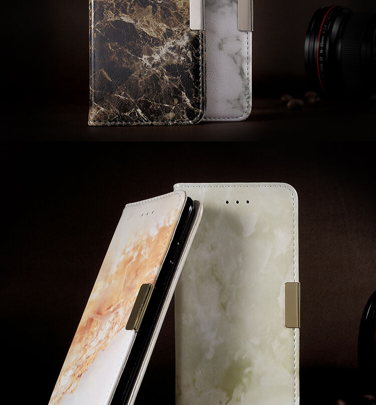Pokrowiec flip ze wzorem marmuru dla iPhone 7 / 8 - szary