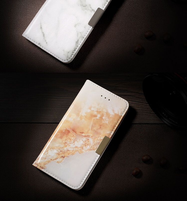 Pokrowiec flip ze wzorem marmuru dla iPhone 7 / 8 - czarny