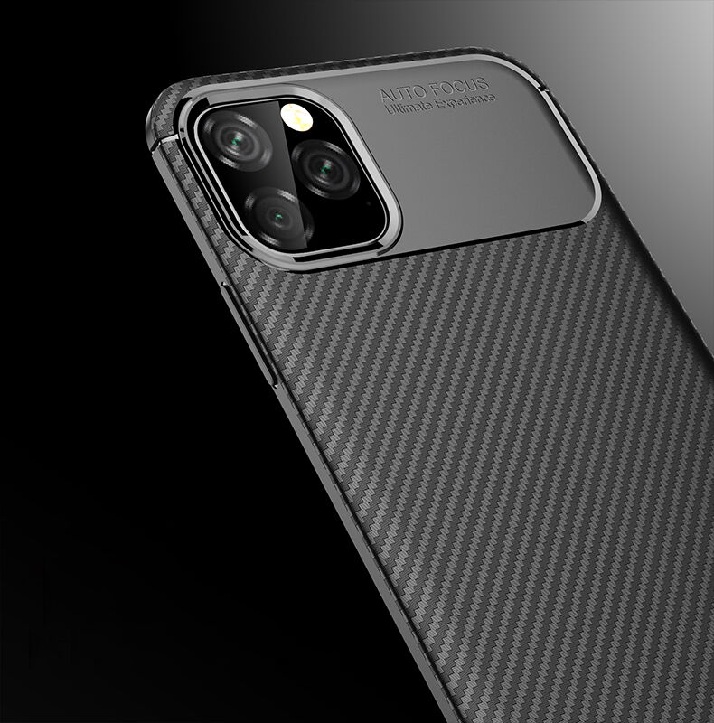 Etui z teksturą włókien karbonowych do iPhone 11 Pro Max - niebieskie