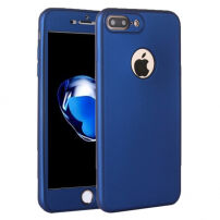 Etui silikonowe do iPhone 8 Plus / 7 Plus z ochroną 360° - chroni część przednią i tylną - ciemnoniebieskie