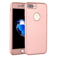 Etui silikonowe do iPhone 8 Plus / 7 Plus z ochroną 360° - chroni część przednią i tylną - różowo-złote (Reso Gold)