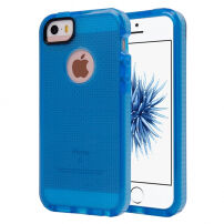 Półprzezroczyste etui ochronne do iPhone 5 / 5S / SE (2016) z tkaną teksturą - niebieskie