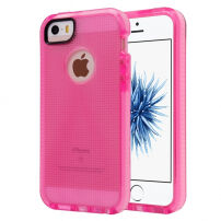 Półprzezroczyste etui ochronne do iPhone 5 / 5S / SE (2016) z tkaną teksturą - różowe