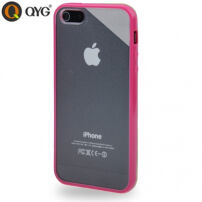 Plastikowe etui ochronne przezroczyste z ramką dla iPhone 5 / 5S / SE (2016) - różowe