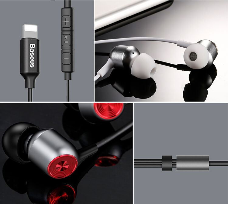 BASEUS Encok słuchawki ze złączem lightning dla iPhone / iPad - czarne BASEUS Encok słuchawki ze złączem lightning dla iPhone / iPad - czarne