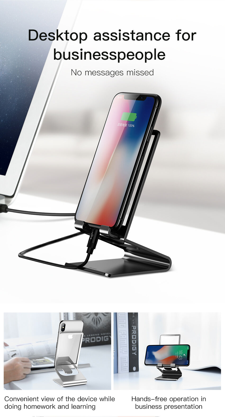 BASEUS elegancki stojak do iPhone - czarny