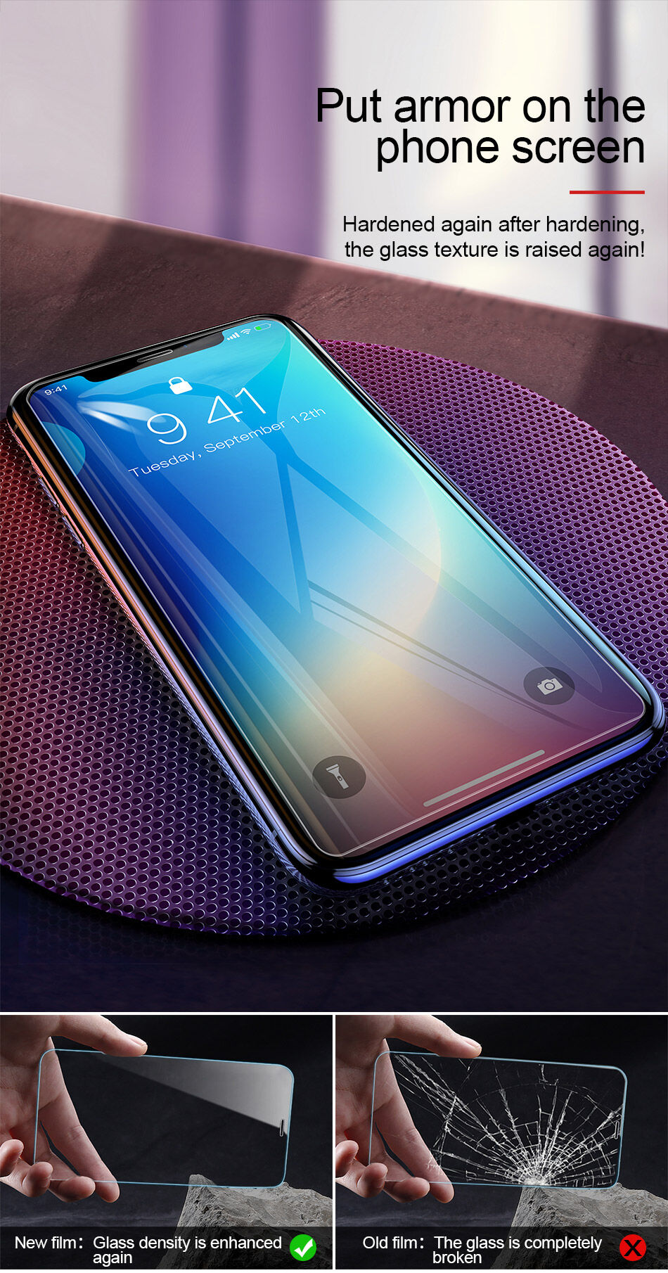 BASEUS podwójnie hartowane szkło do iPhone XR / 11