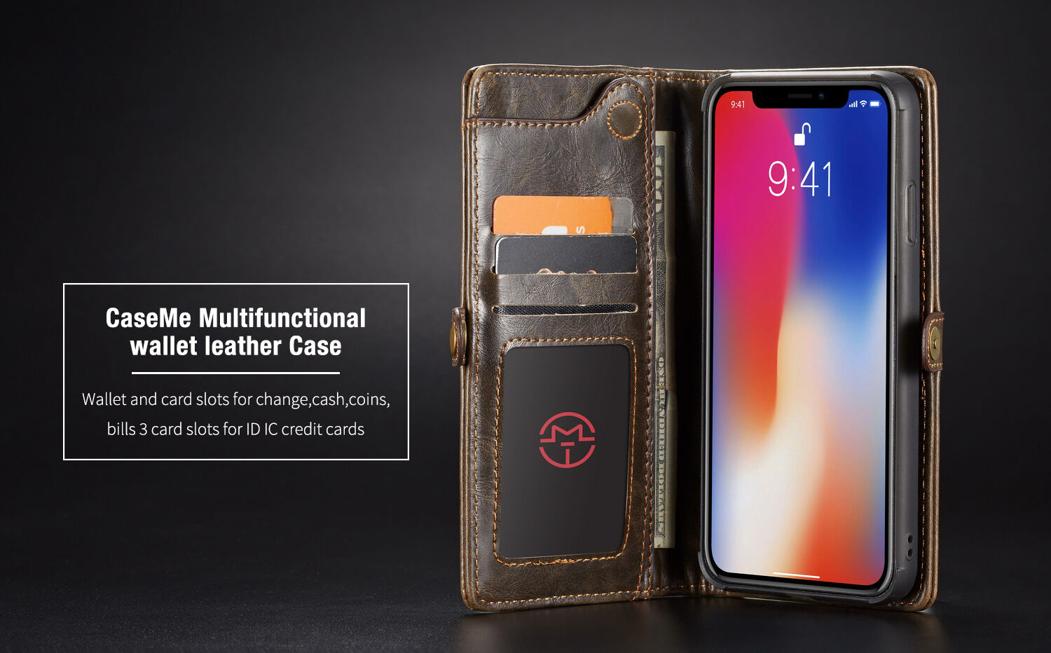 CASEME 2w1 zdejmowany pokrowiec do iPhone XS Max - czerwony