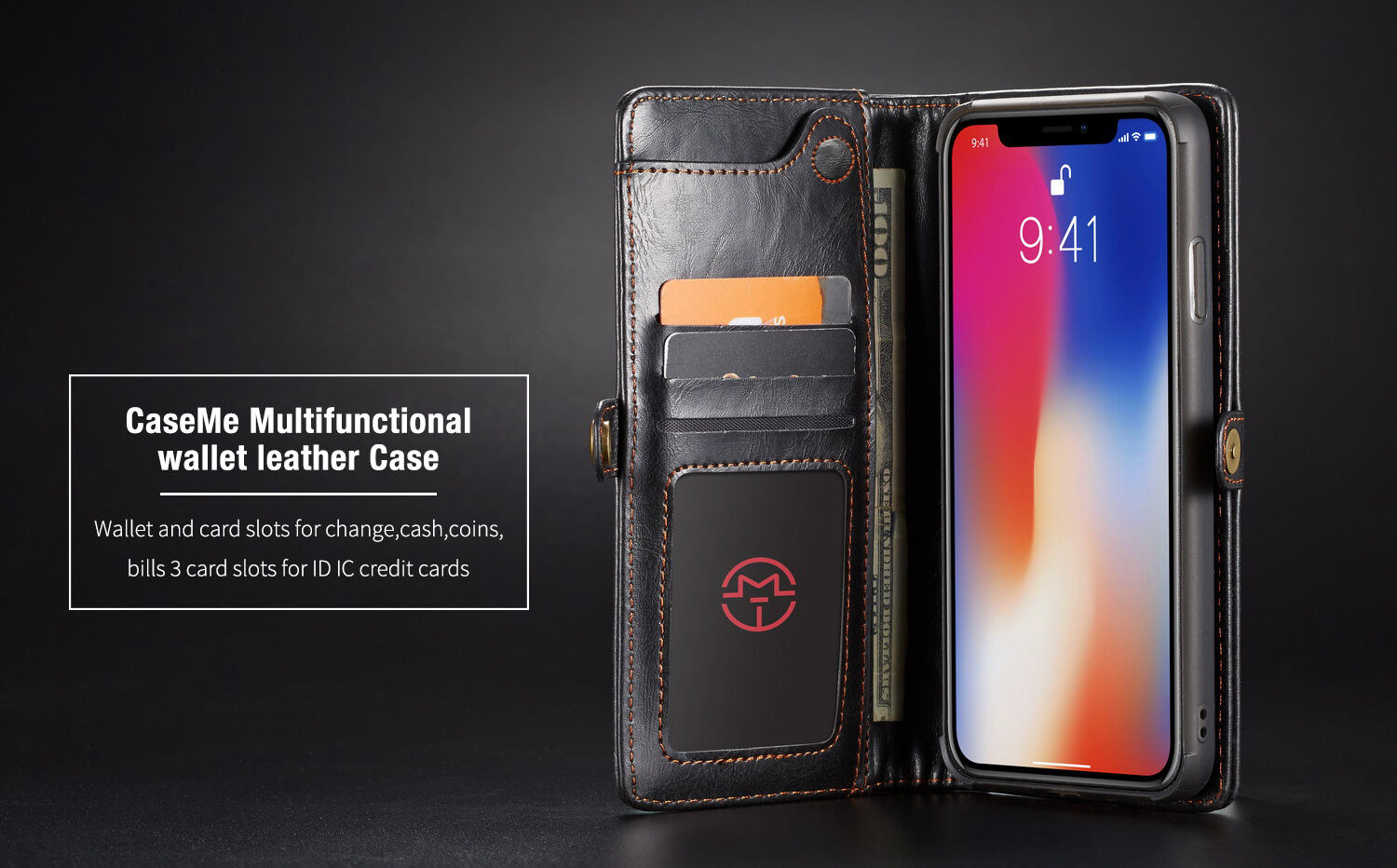 CASEME 2w1 zdejmowany pokrowiec do iPhone XS Max - czerwony