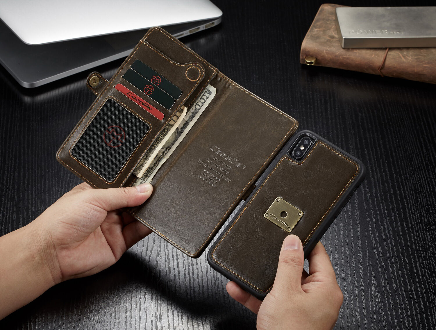 CASEME 2w1 zdejmowany pokrowiec do iPhone XS Max - czerwony
