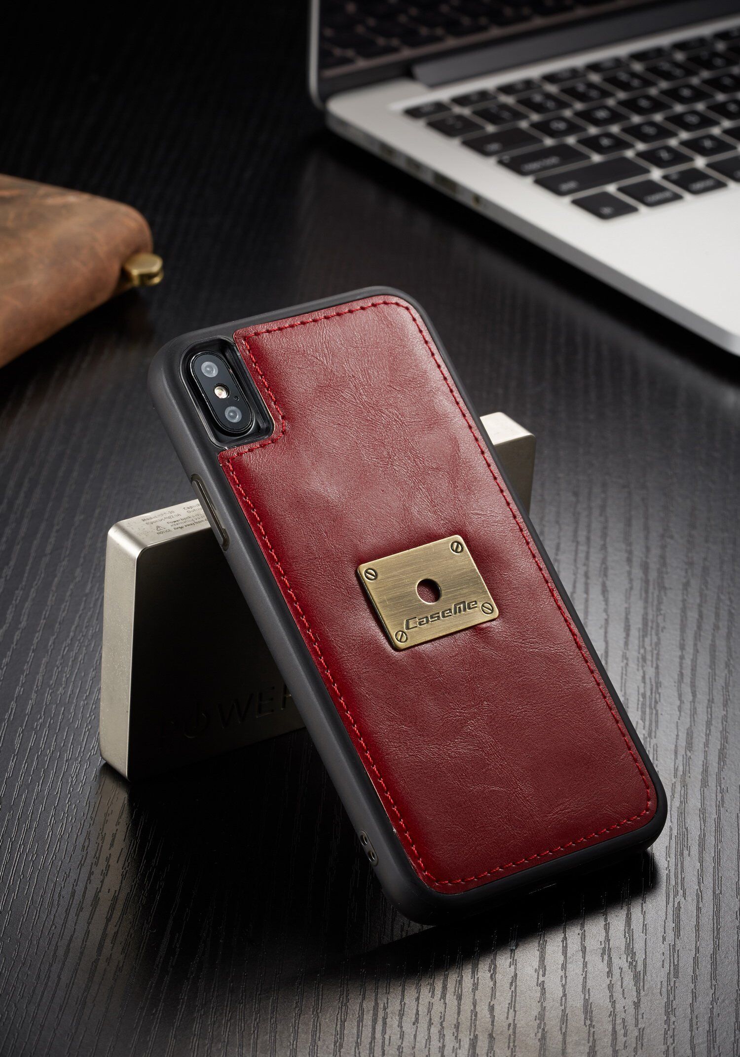 CASEME 2w1 zdejmowany pokrowiec do iPhone XS Max - brązowy