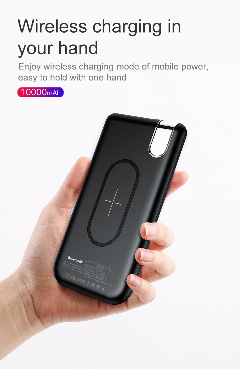 BASEUS power bank 10000mAh z ładowaniem bezprzewodowym