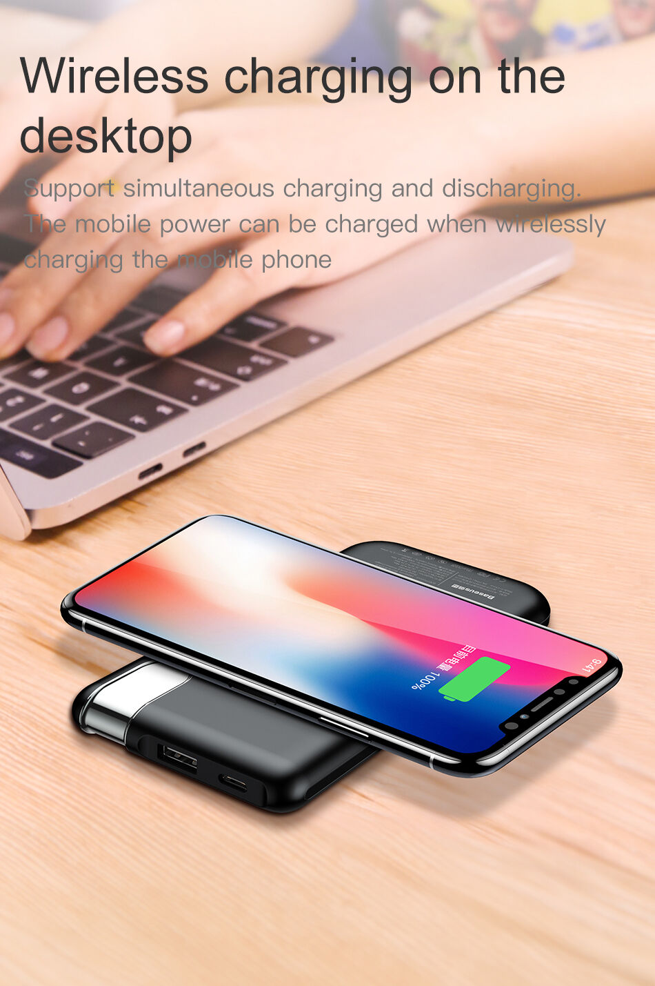 BASEUS power bank 10000mAh z ładowaniem bezprzewodowym