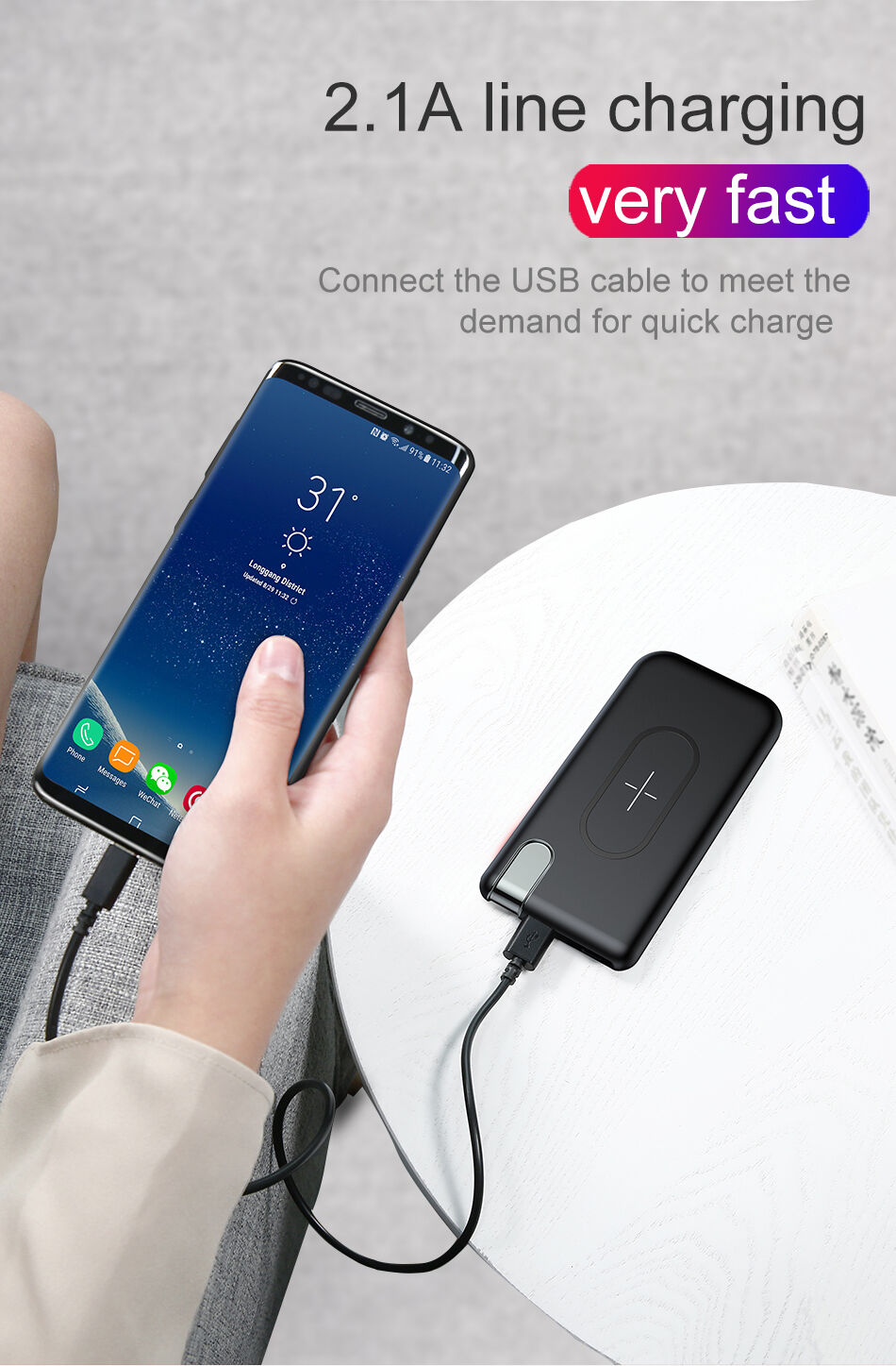 BASEUS power bank 10000mAh z ładowaniem bezprzewodowym