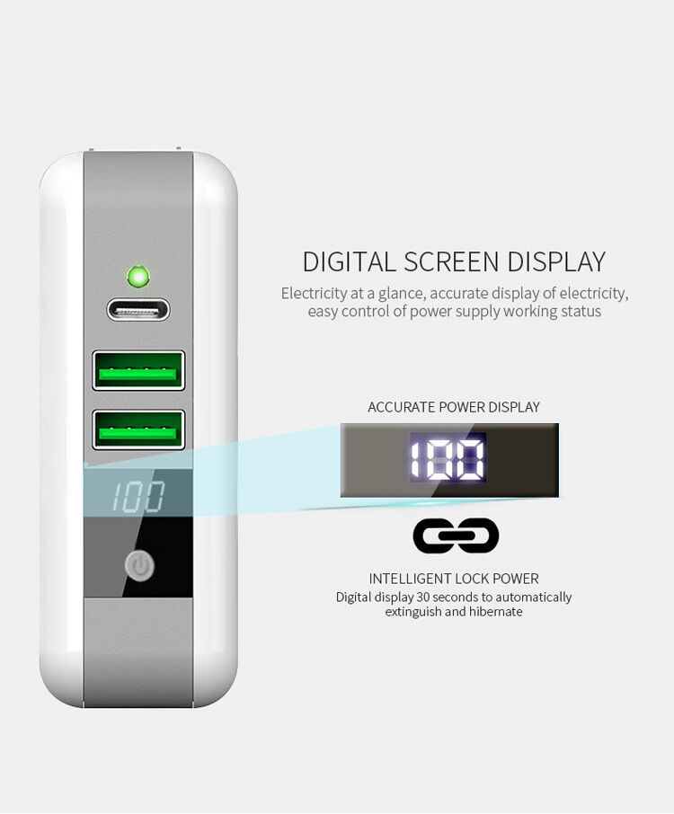 Ładowarka / power bank 6700mAh z wymiennymi wtyczkami (AU / UK / US / EU) i ładowaniem bezprzewodowym