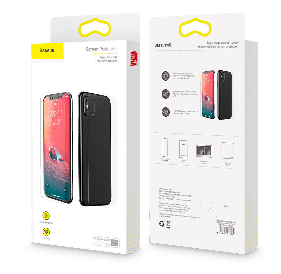 BASEUS szkło hartowane do części przedniej i tylnej dla iPhone XS Max BASEUS szkło hartowane do części przedniej i tylnej dla iPhone XS Max