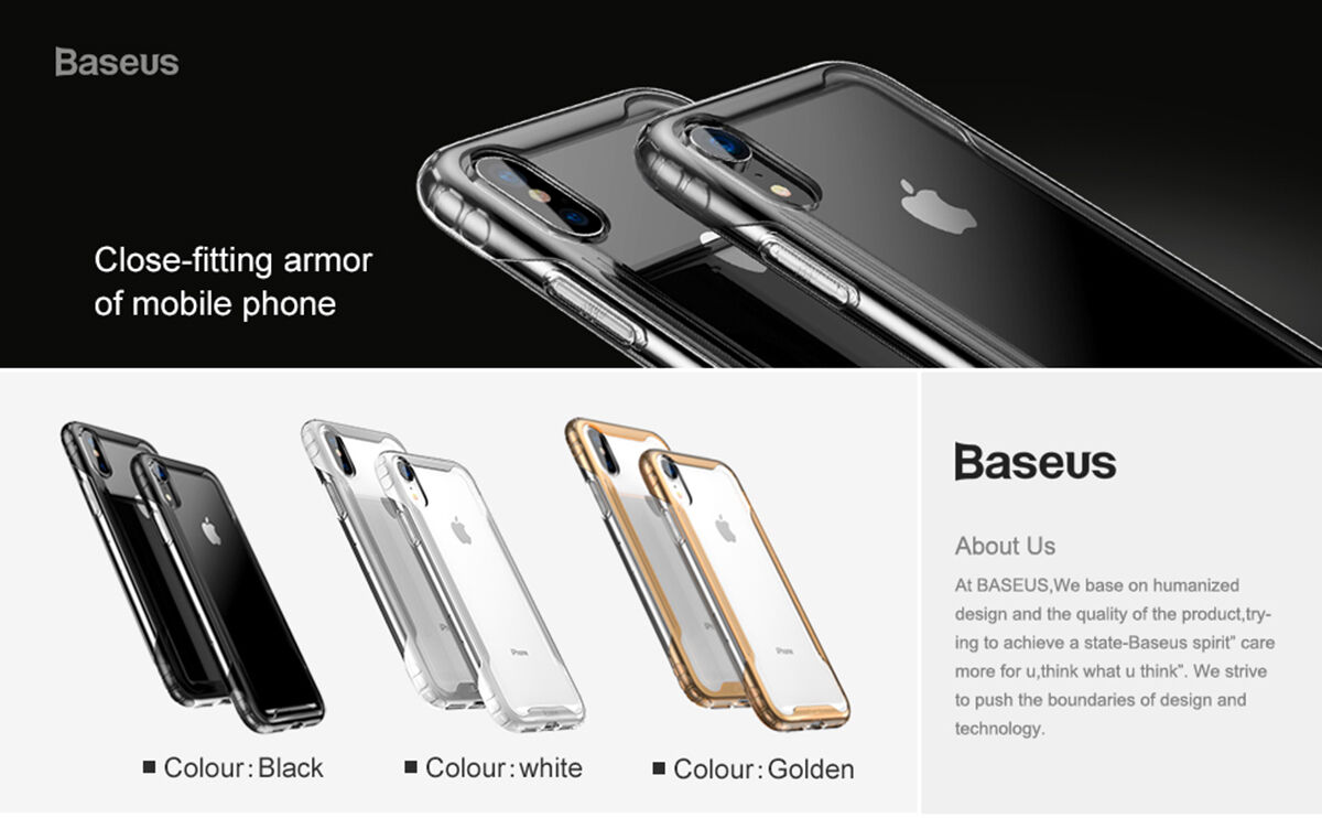 BASEUS Armor etui przezroczyste z ramką dla iPhone XR - czarne
