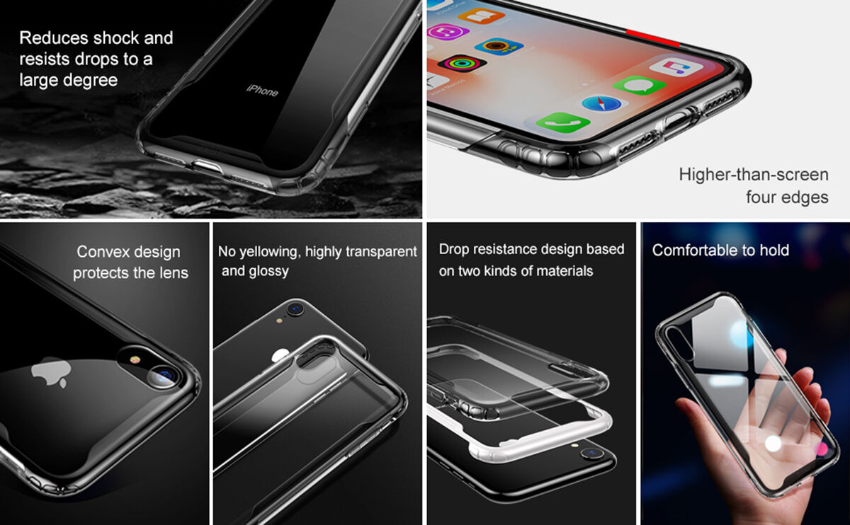 BASEUS Armor etui przezroczyste z ramką dla iPhone XR - czarne