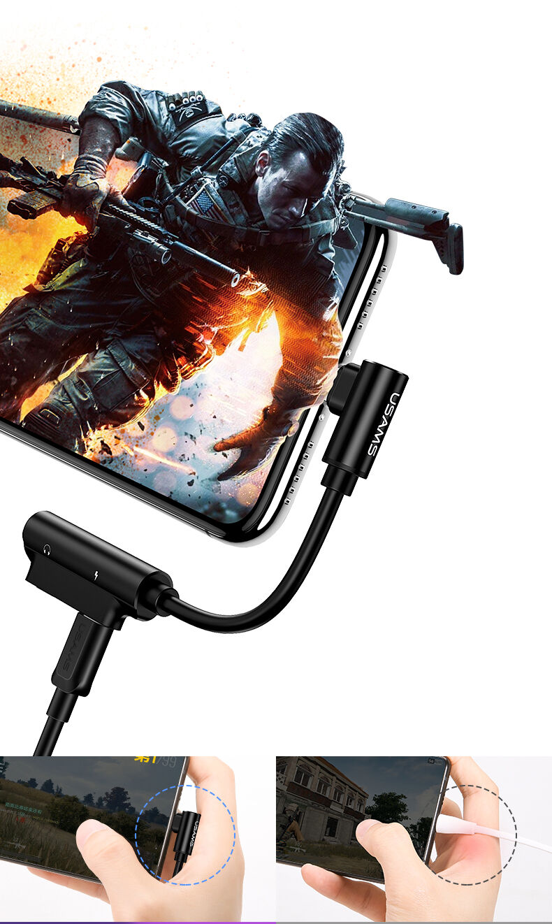 USAMS redukcja z dwoma złączami lightning dla iPhone - czarna