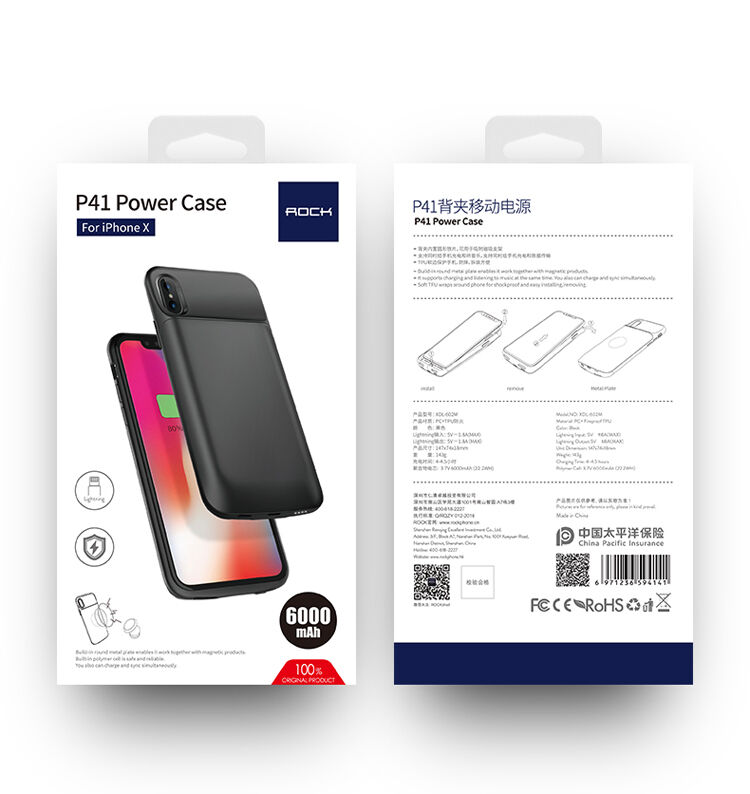ROCK etui z baterią 6000mAh dla iPhone XS / iPhone X - czarne