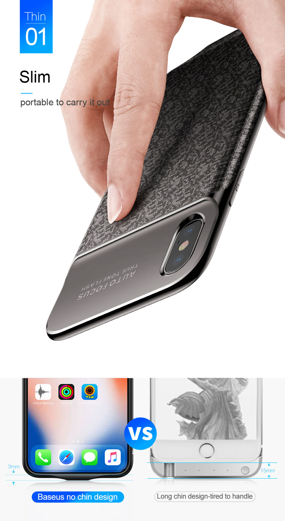 BASEUS etui z baterią 3500mAh dla iPhone X - czarne