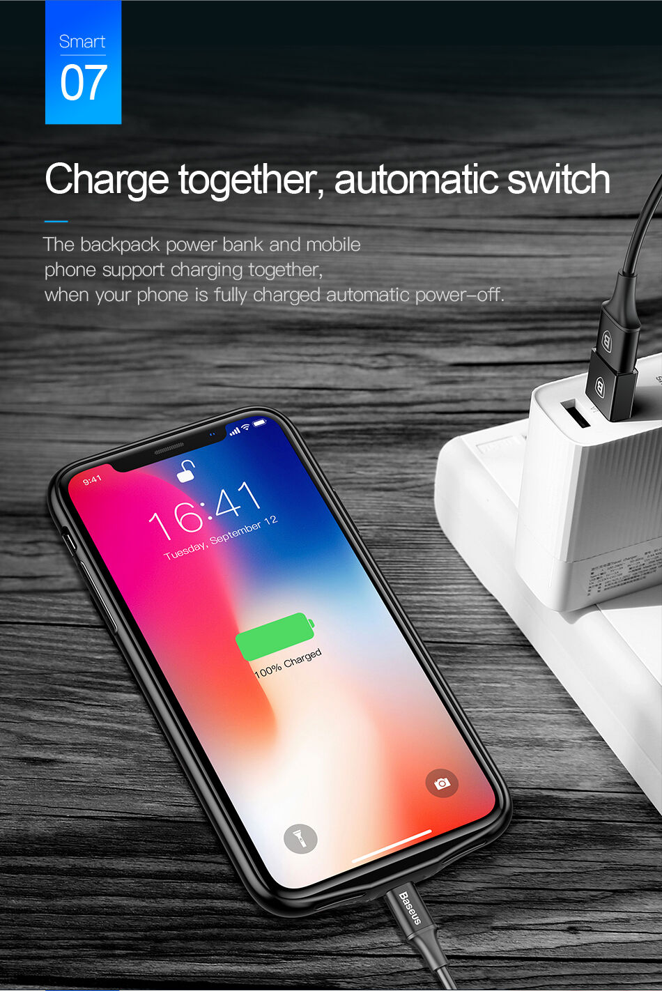 BASEUS etui z baterią 3500mAh dla iPhone X - czarne