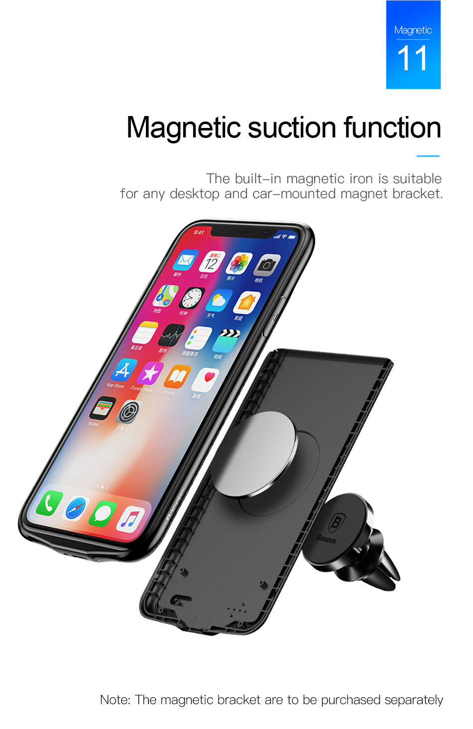 BASEUS etui z baterią 3500mAh dla iPhone X - czarne