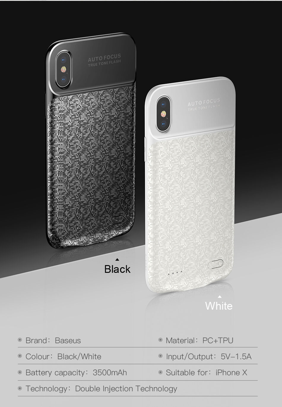 BASEUS etui z baterią 3500mAh dla iPhone X - czarne