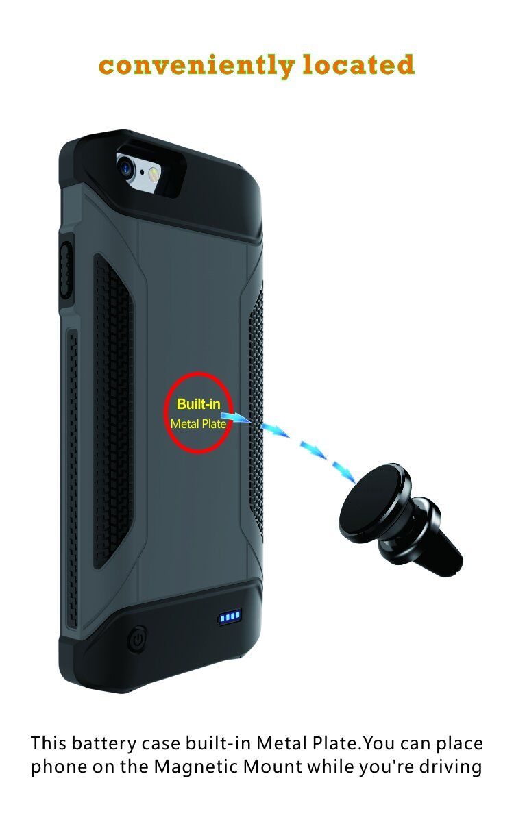 Trwałe opakowanie ochronne z zewnętrzną baterią 4000 mAh dla iPhone SE (2020/2022) / 8 / 7 / 6S / 6 - szare Trwałe opakowanie ochronne z zewnętrzną baterią 4000 mAh dla iPhone SE (2020/2022) / 8 / 7 / 6S / 6 - szare