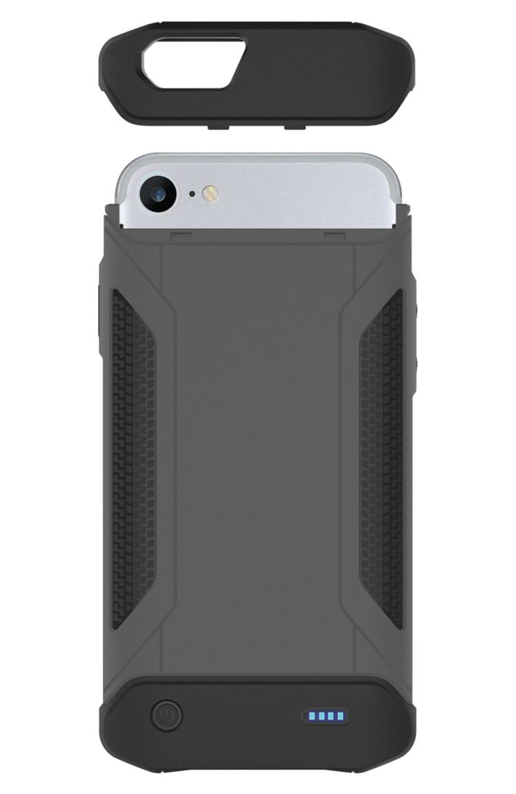 Trwałe opakowanie ochronne z zewnętrzną baterią 4000 mAh dla iPhone SE (2020/2022) / 8 / 7 / 6S / 6 - szare